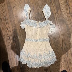 Love Shack Fancy Blue and White dress